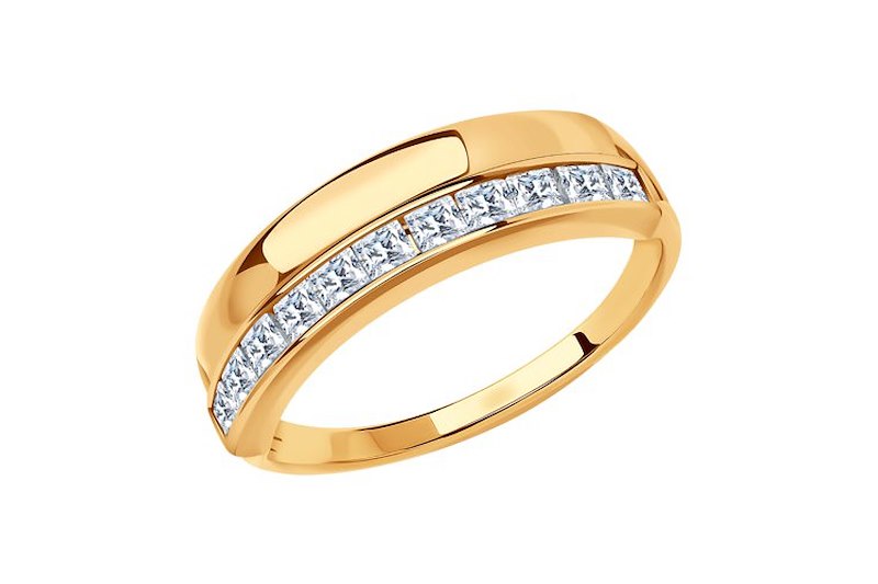 Paveikslėlis Auksinis žiedas su cirkoniais 17,5 mm