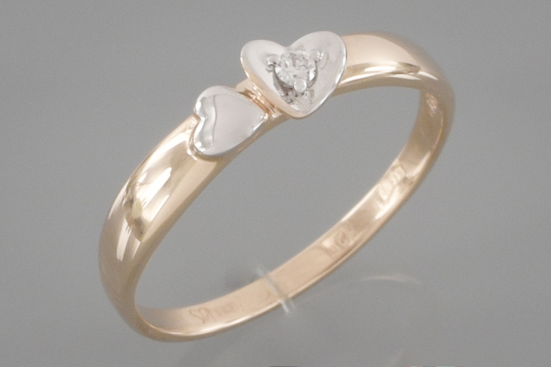 Paveikslėlis Auksinis žiedas su briliantu 16 mm