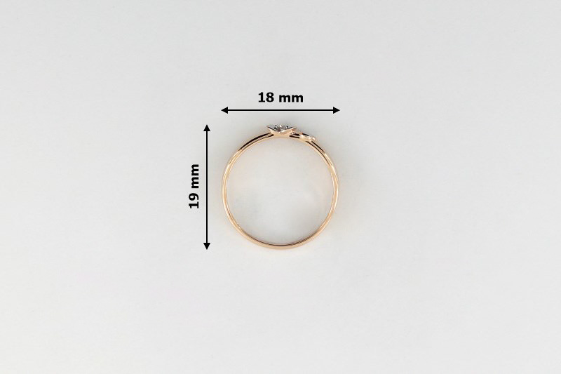 Paveikslėlis Auksinis žiedas su briliantu 16 mm