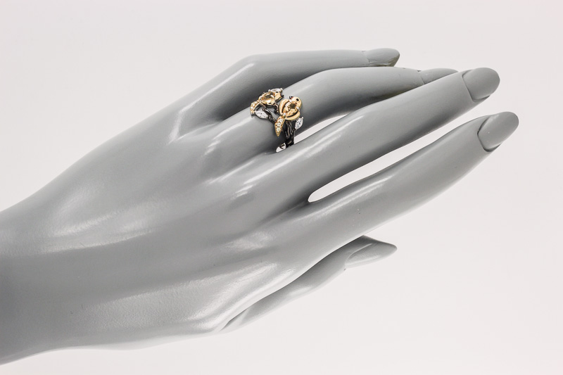 Изображение Серебряное кольцо с цитринами и цирконами