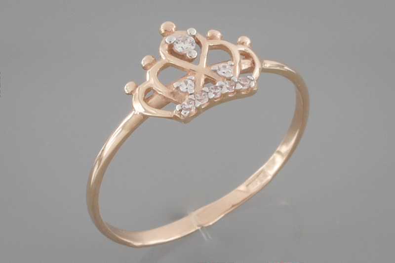 Изображение Золотое кольцо с цирконами 16 мм