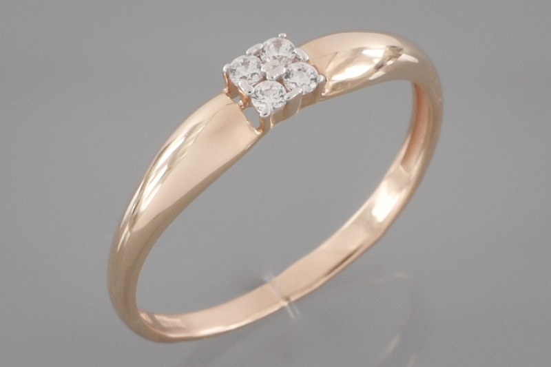 Paveikslėlis Auksinis žiedas su cirkoniais 16 mm