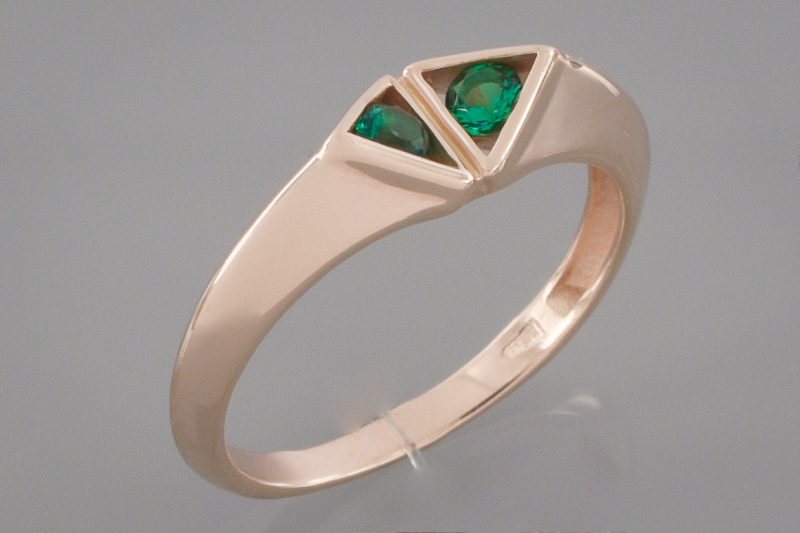 Paveikslėlis Paauksuotas sidabrinis žiedas su sint. smaragdais