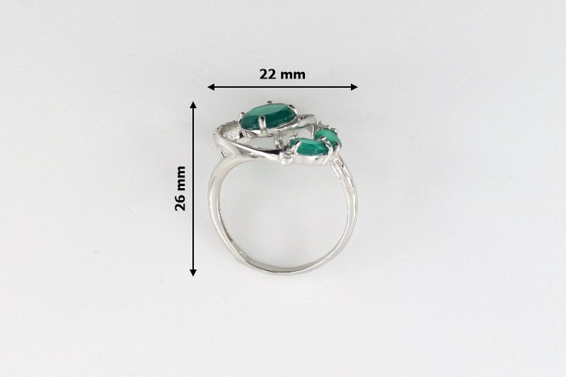 Paveikslėlis Sidabrinis žiedas su agatais ir cirkoniais 18,5 mm