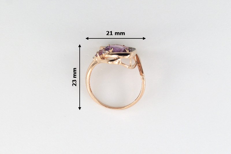 Paveikslėlis Paauksuotas sidabrinis žiedas su ametistais ir cirkoniais