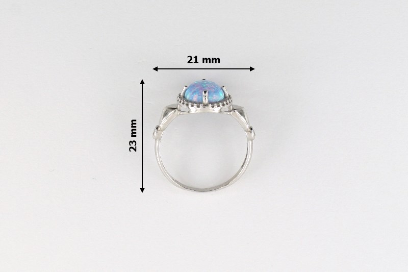 Paveikslėlis Sidabrinis žiedas su sint. opalu ir cirkoniais 16,5 mm