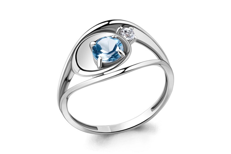 Изображение Серебряное кольцо с топазом и цирконом
