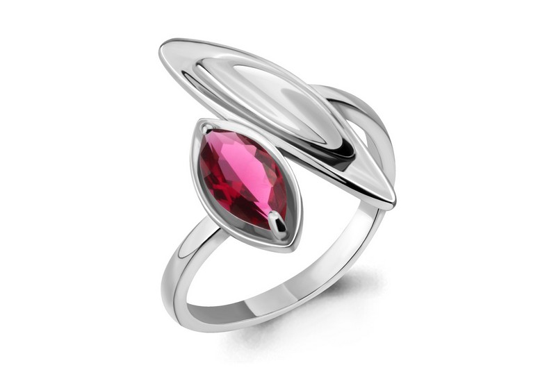 Изображение Серебряное кольцо с синт. нанорубеллитом 18,5 мм