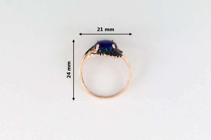 Paveikslėlis Paauksuotas sidabrinis žiedas su sint. safyrais ir sint. smaragdais 18 mm