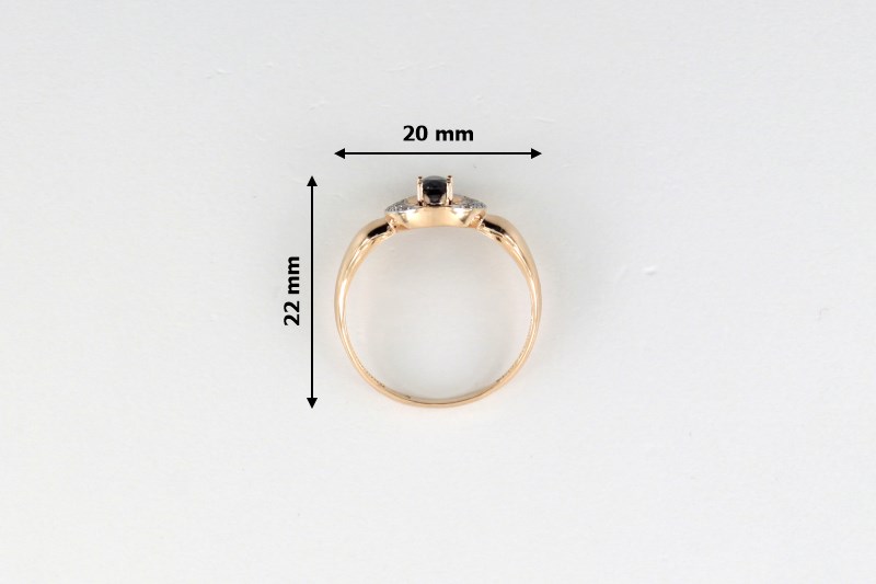 Paveikslėlis Auksinis žiedas su briliantais ir safyru