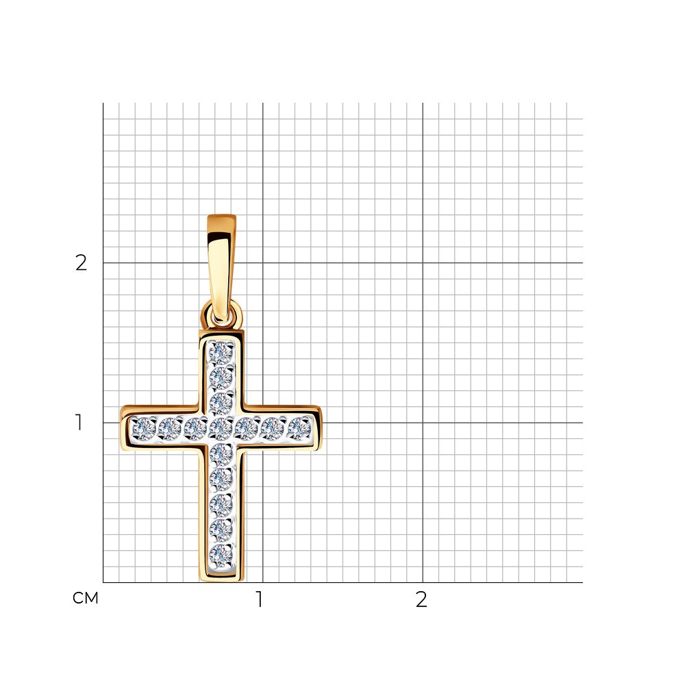 Изображение Золотой католический крестик с цирконами