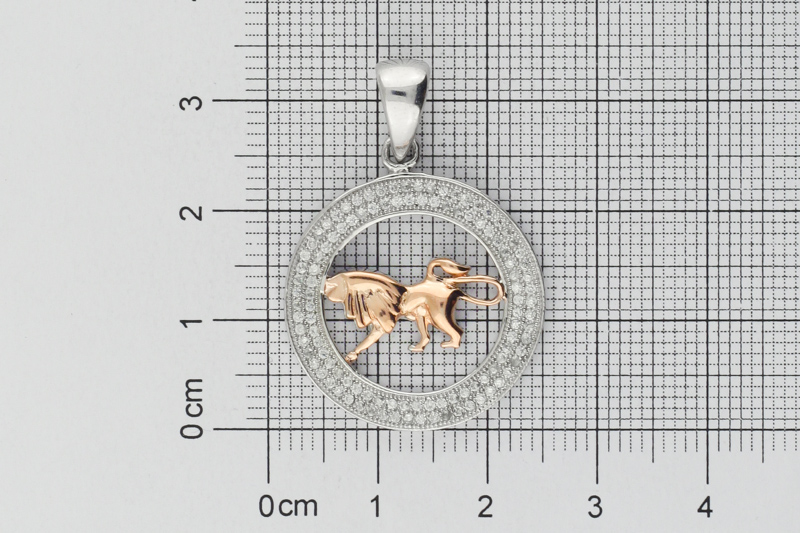 Изображение Серебряная подвеска - зодиак лев с цирконами
