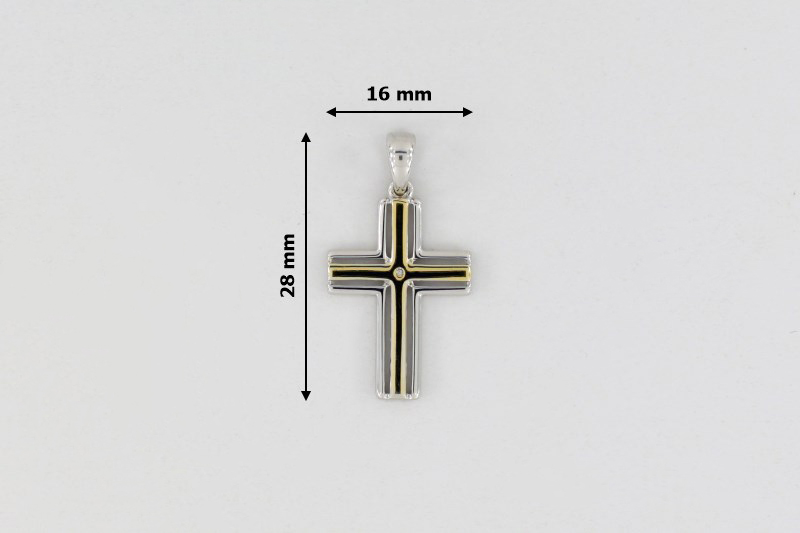 Изображение Серебряный католический крестик с бриллиантом