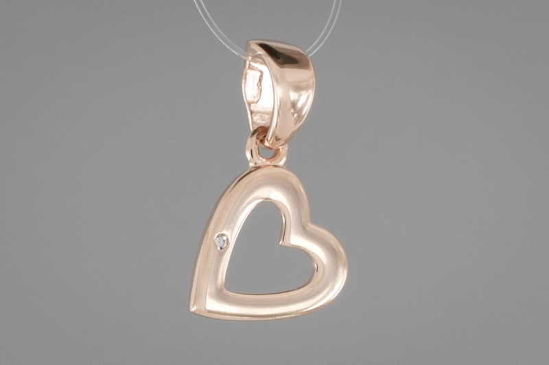 Изображение Подвеска из позолоченного серебра с бриллиантом "Сердце"