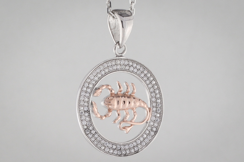 Paveikslėlis Sidabrinis pakabukas - zodiakas skorpionas su cirkoniais