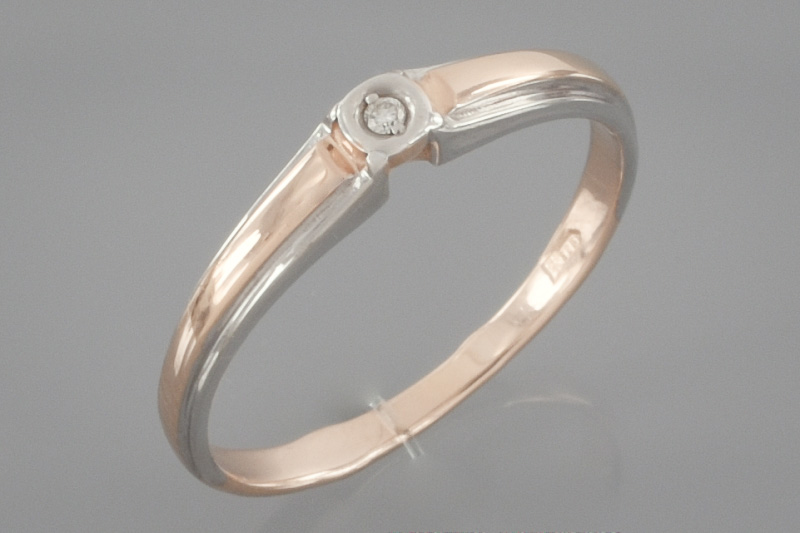 Paveikslėlis Paauksuotas sidabrinis žiedas su briliantu