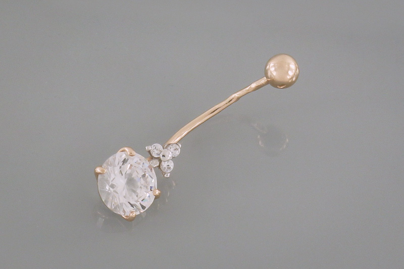 Изображение Пирсинг из позолоченого серебра в пупок с цирконами