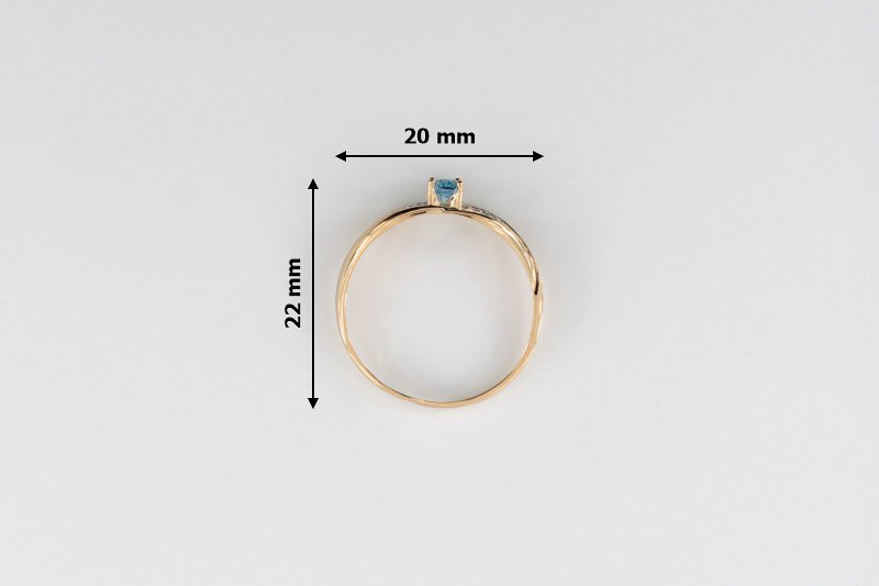 Paveikslėlis Auksinis žiedas su topazu ir cirkoniais 17,5 mm