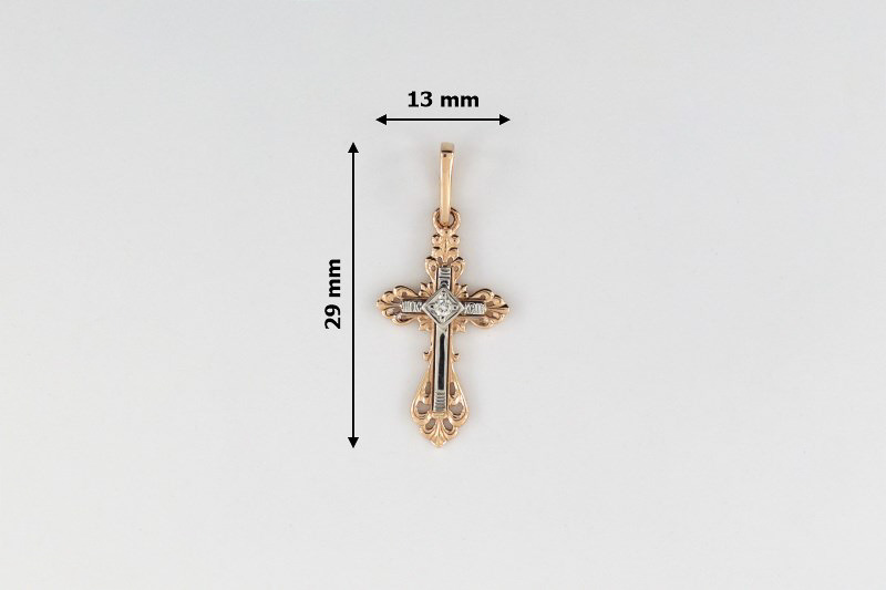 Изображение Золотой православный крестик с бриллиантом