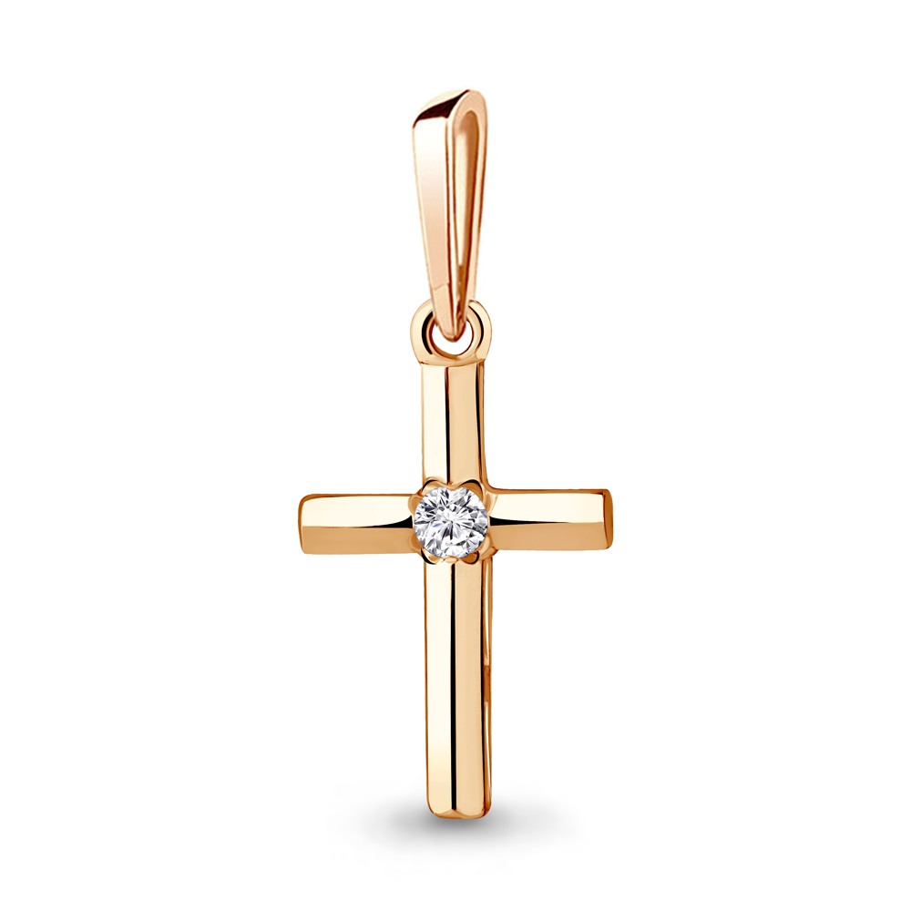 Изображение Золотой католический крестик с бриллиантом