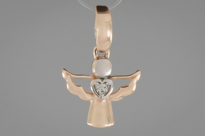 Изображение Подвеска из позолоченного серебра с бриллиантами "Ангел"