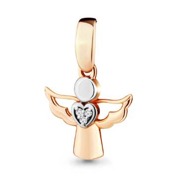 Изображение Подвеска из позолоченного серебра с бриллиантами "Ангел"