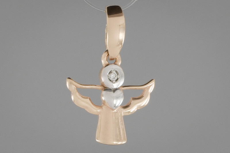 Изображение Подвеска из позолоченного серебра с бриллиантом "Ангел"