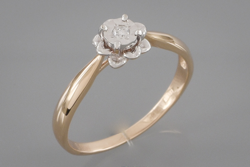 Paveikslėlis Auksinis žiedas su briliantu 16,5 mm