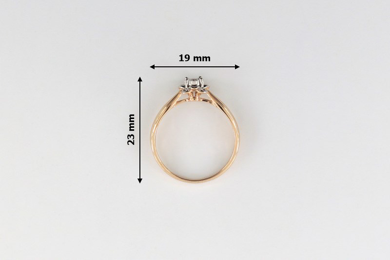 Paveikslėlis Auksinis žiedas su briliantu 16,5 mm