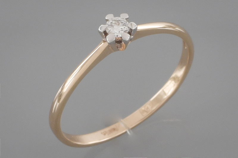Paveikslėlis Auksinis žiedas su briliantu 17,5 mm