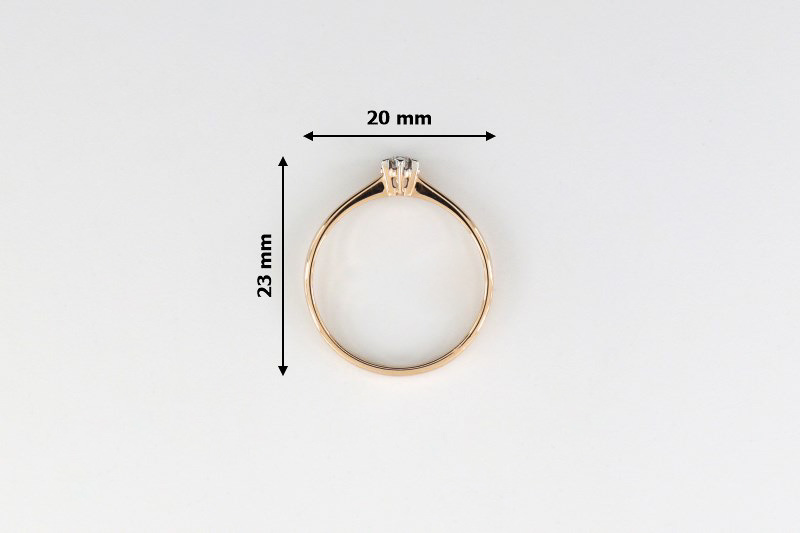 Paveikslėlis Auksinis žiedas su briliantu 17,5 mm