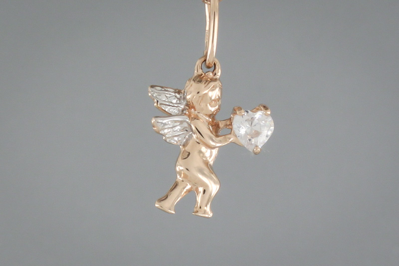 Изображение Золотая подвеска с цирконом "Ангел"