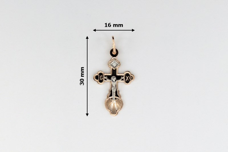 Изображение Золотой православный крестик с цирконом