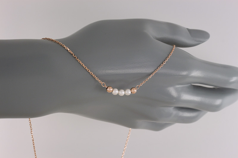 Paveikslėlis Paauksuota sidabrinė grandinėlė su sint. perlais