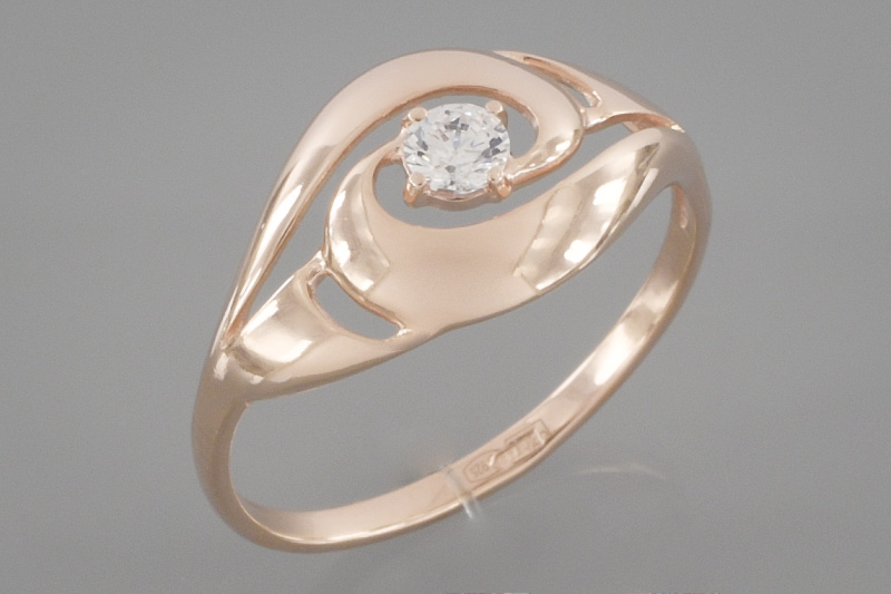 Paveikslėlis Paauksuotas sidabrinis žiedas su cirkoniu 18,5 mm