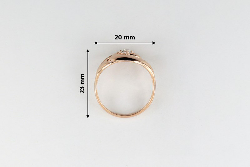 Изображение Кольцо из позолоченного серебра с цирконом 18,5 мм