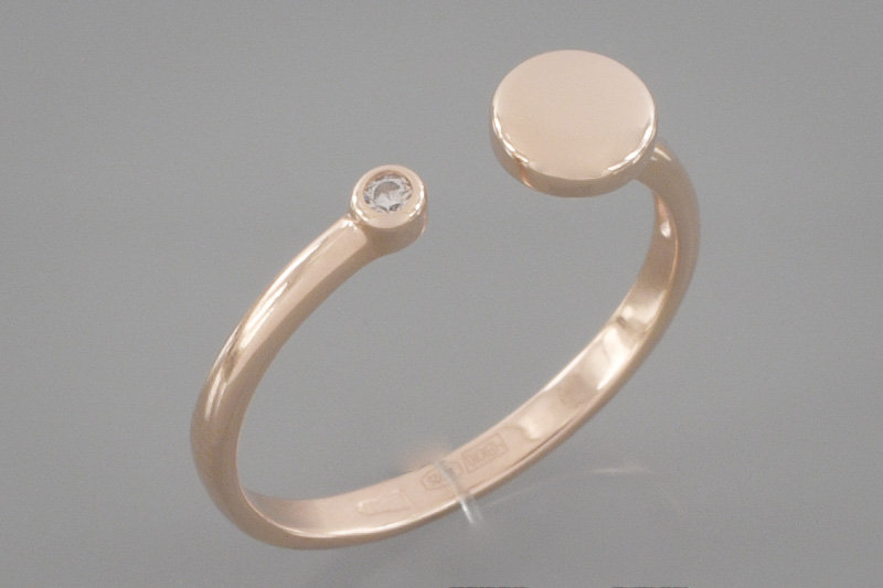 Paveikslėlis Paauksuotas sidabrinis žiedas su cirkoniu 15 mm