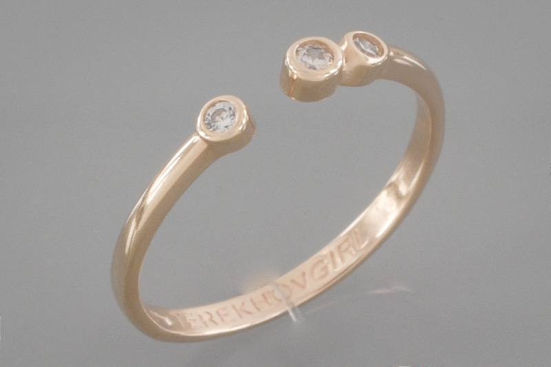 Paveikslėlis Paauksuotas sidabrinis žiedas su cirkoniais