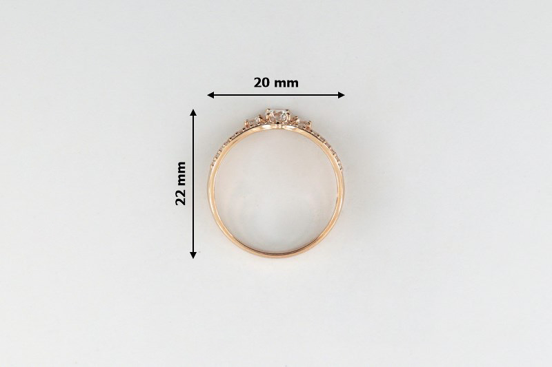 Изображение Кольцо из позолоченного серебра с цирконами 18 мм