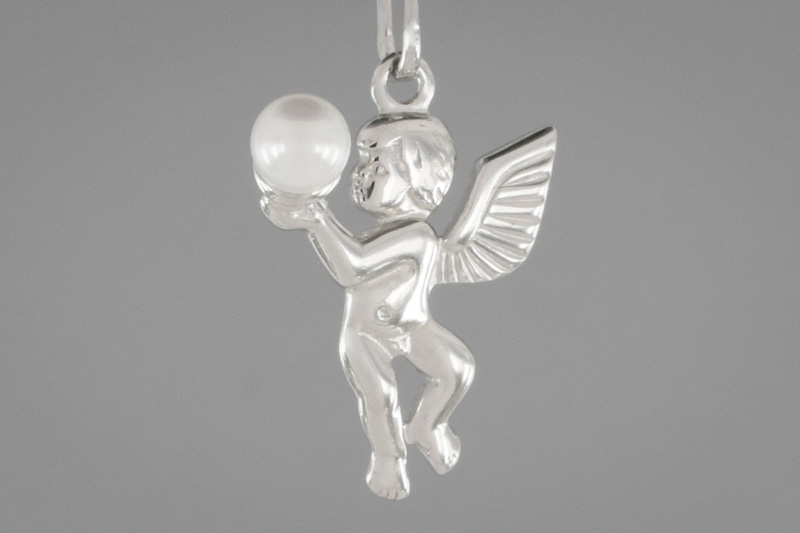 Изображение Серебряная подвеска с синт. жемчугом "Ангел" 