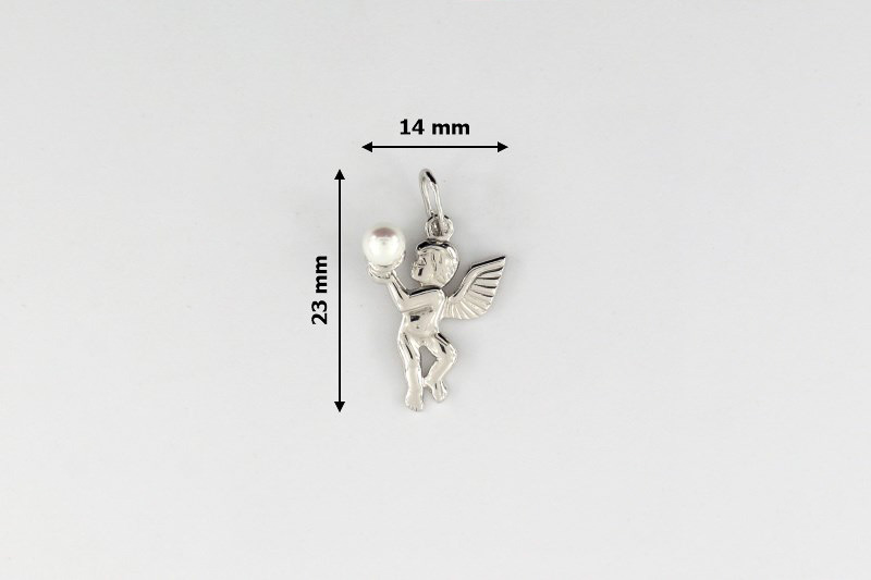 Изображение Серебряная подвеска с синт. жемчугом "Ангел" 