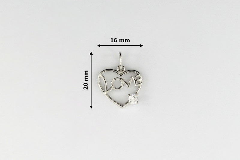 Изображение Серебряная подвеска с цирконом "Сердце"