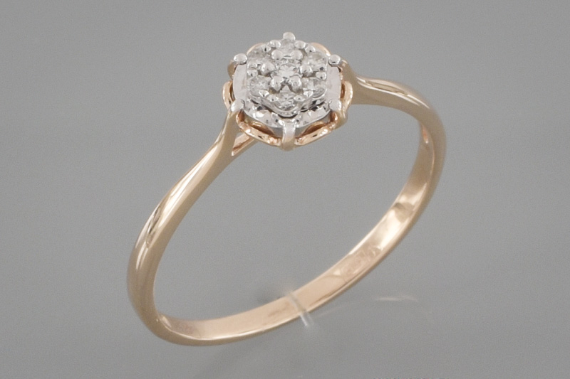 Изображение Золотое кольцо с бриллиантами 17,5 мм