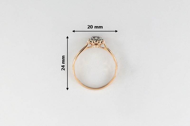 Paveikslėlis Auksinis žiedas su briliantais 17,5 mm