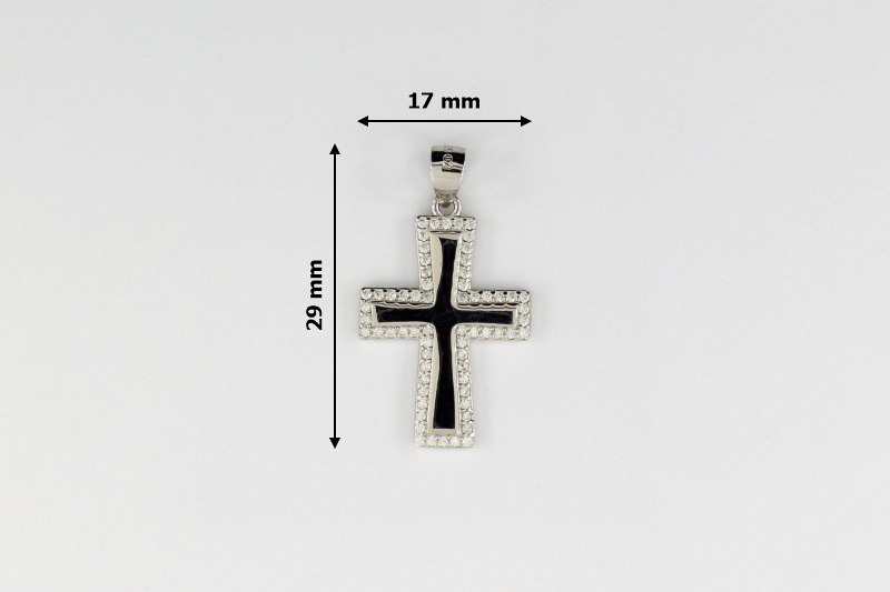 Изображение Серебряный католический крестик с цирконами