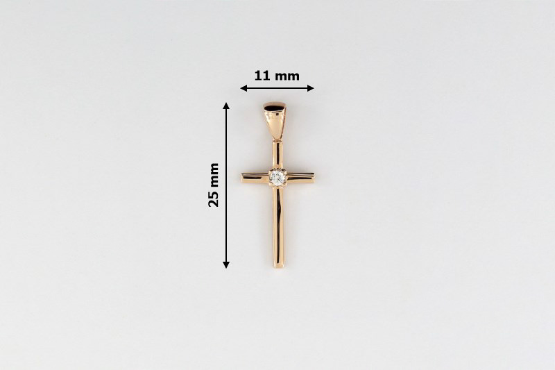 Изображение Золотой католический крестик с цирконом