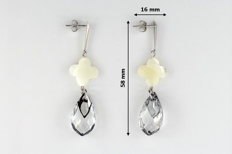 Изображение Серебряные серьги с перламутром и кристаллами Swarovski