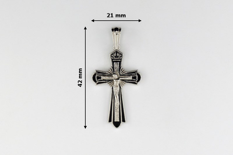 Изображение Серебряный православный крестик с эмалью