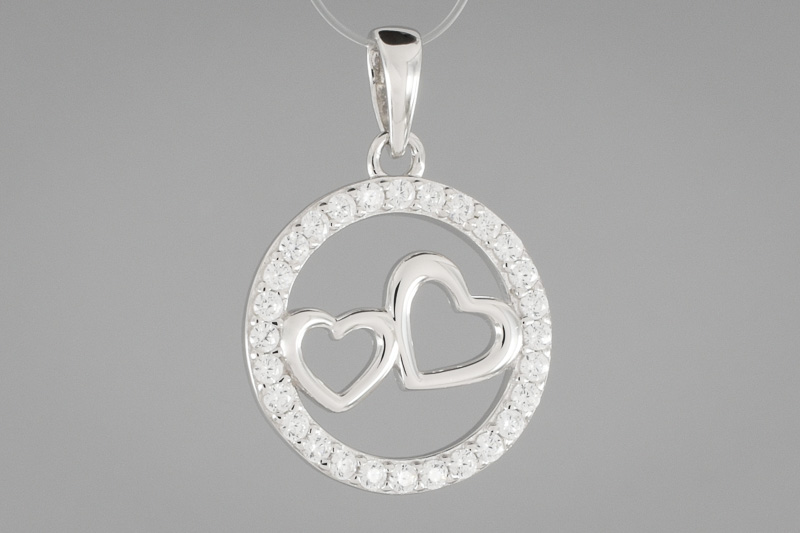 Изображение Серебряная подвеска с цирконами "Сердце"