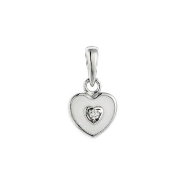 Изображение Серебряная подвеска с цирконом и эмалью "Сердце"